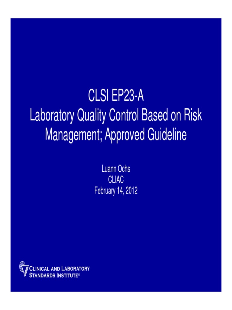 Laboratory Quality Control Based on Risk Management Approach PDF