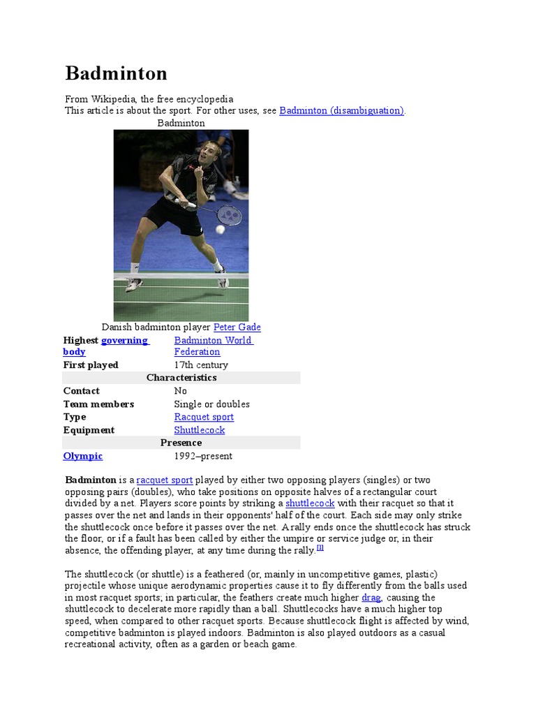Badminton GK PDF Racquet Sports Sports