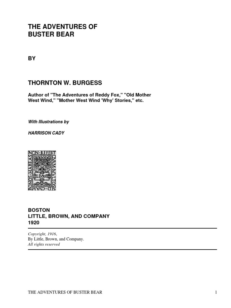 The Adventures of Buster Bear by Burgess, Thornton W. (Thornton