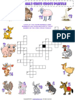 Farm Animals Criss Cross Puzzle Vocabulary Worksheet 1