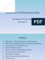 Dynamics of Entrepreneurship: Managerial Process Skills Semester II