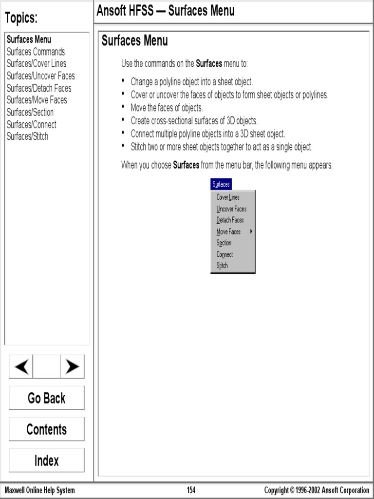 Ansoft HFSS - Surfaces Menu Topics: Surfaces Menu | PDF | Cartesian ...