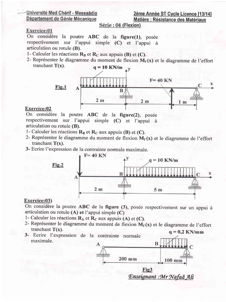 Exercices corrigés de flexion RDM | PDF | Méthodes et références ...