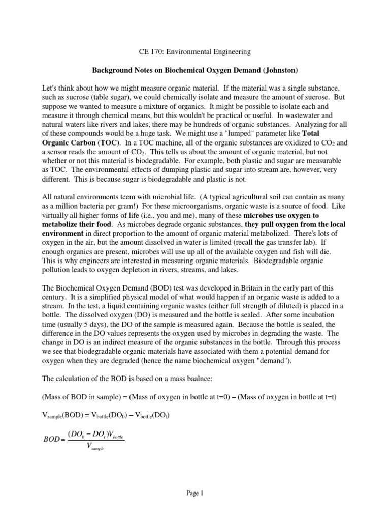 Understanding Biochemical Oxygen Demand | PDF | Natural Environment ...
