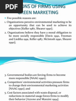 Reasons of Firms Using Green Marketing