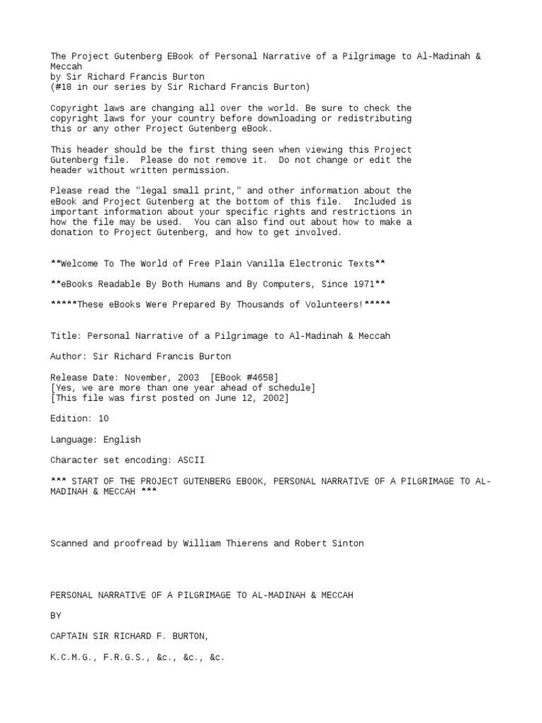 Personal Narrative Of A Pilgrimage To Al Madinah Meccah Volume 2 By Burton Richard Francis Sir 1821 1890 Project Gutenberg E Books