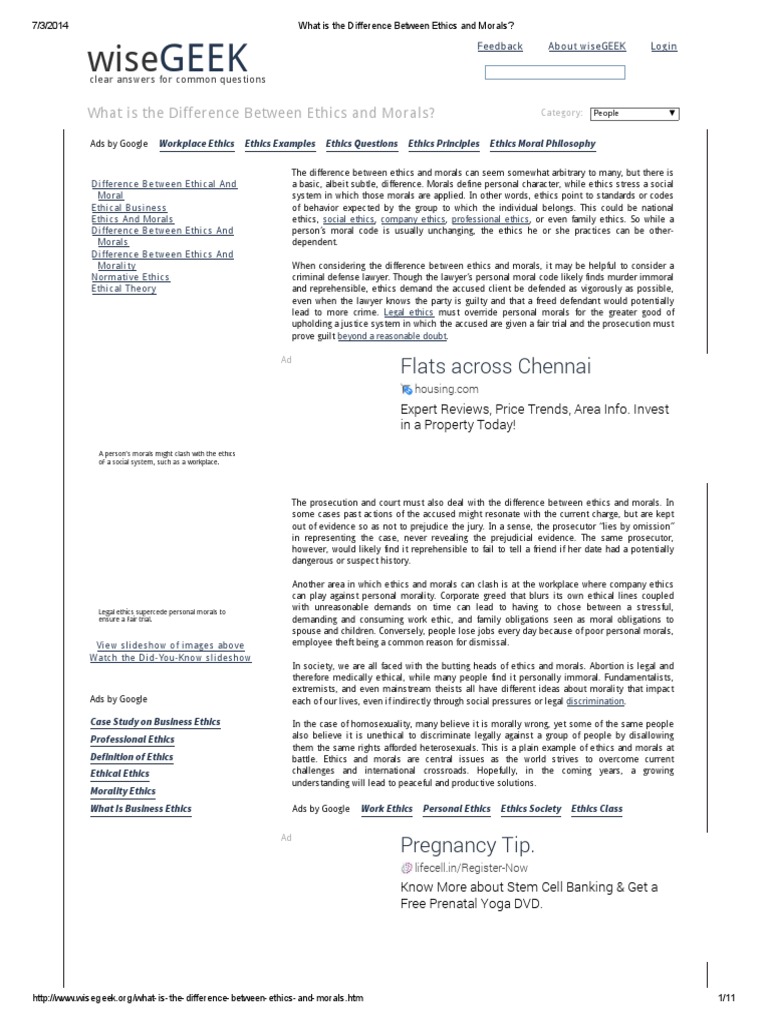 What Is The Difference Between Ethics And Morals Pdf Morality