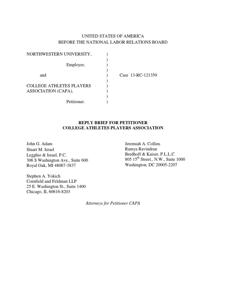 CAPA Reply Brief (7-31-14) | PDF | Title Ix | National Labor Relations Act