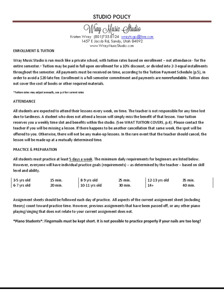 Studio Policy | PDF