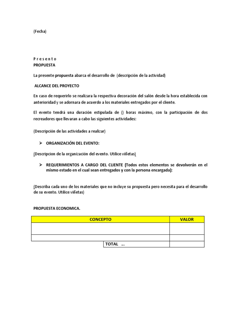 Propuesta de Organización de Evento | PDF