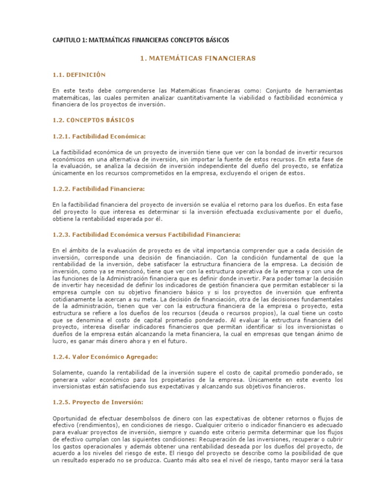Matemáticas Financieras: Conceptos Clave | PDF | Interés | Finanzas ...