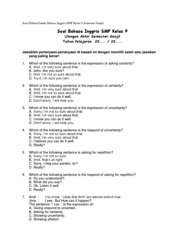 Soal Essay Bahasa Inggris Tentang Procedure Text Kelas 9