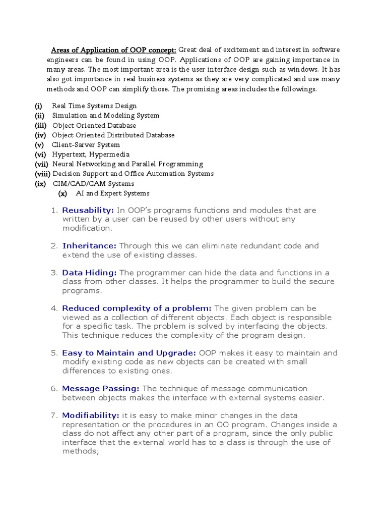 Areas of Application of OOP Concept | PDF | Object Oriented Programming ...
