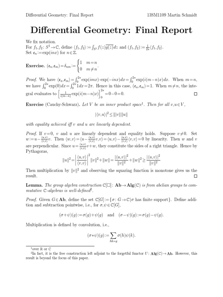 Differential Geometry Final Report PDF Index Of A Subgroup Metric Geometry