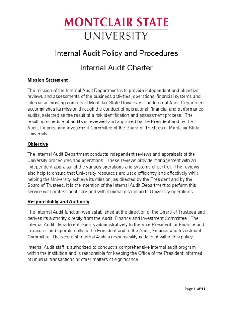 Internal Audit Procedures Manual Internal Audit Audit