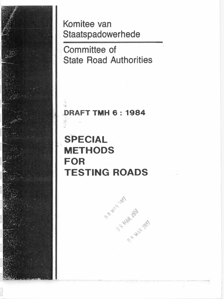 TMH 6 Introduction | PDF | Road Surface | Weighing Scale