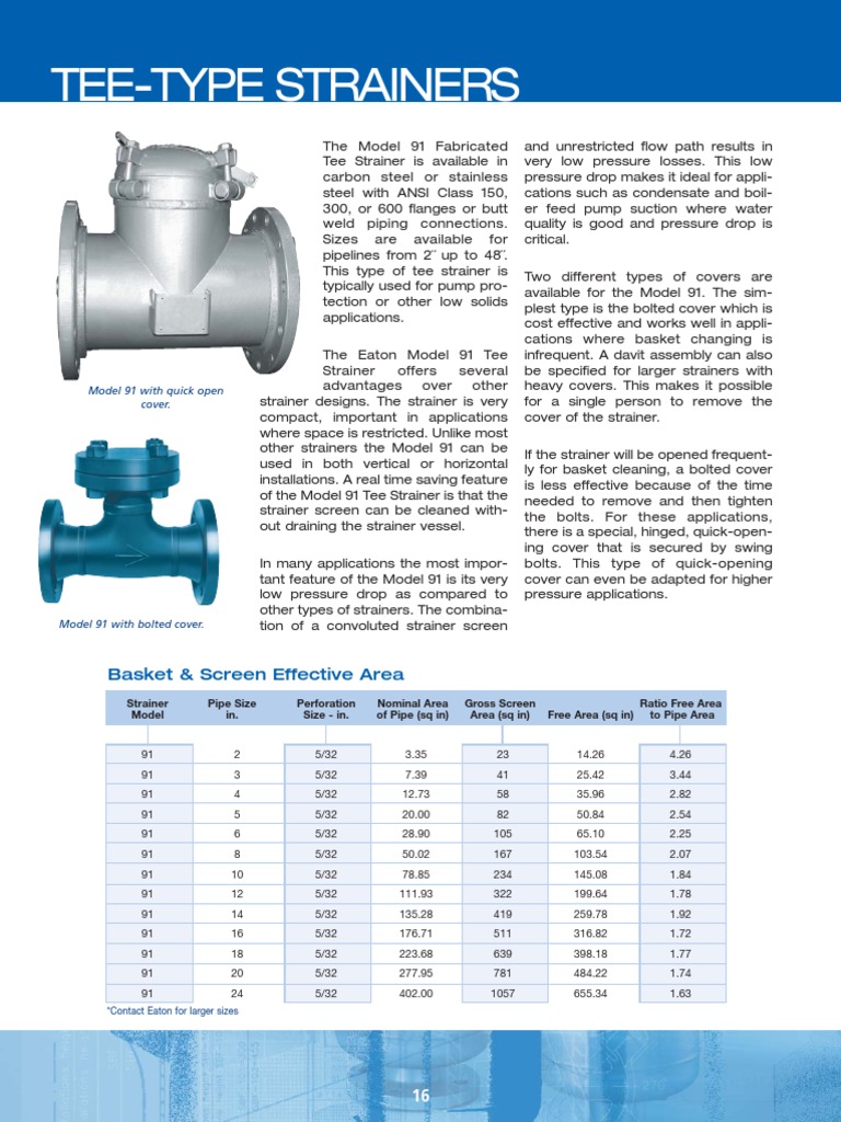 Tee Type Strainers PDF Pipe (Fluid Conveyance) Industries