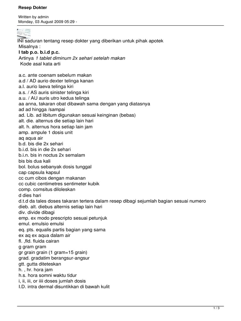 Kode Resep Dokter | PDF