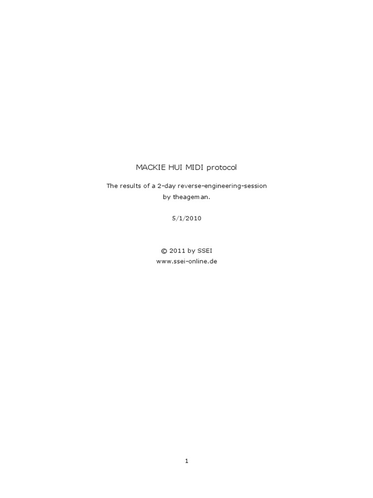 Mackie HUI MIDI Control Protocol PDF Digital Technology Computing