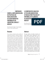Un Análisis Comparado Sobre La Implementación de Políticas de Regularización de Asentamientos Informales en Argentina, Brasil y México