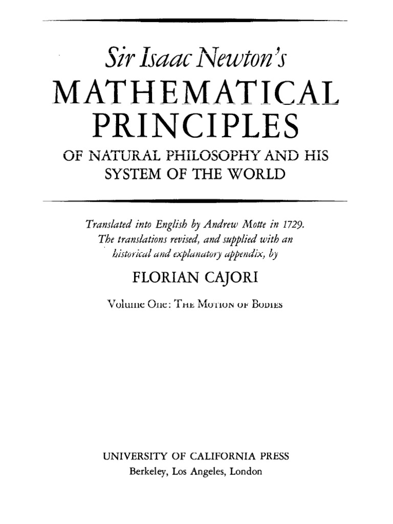 Mathematical Principles of Natural Philosophy - I. Newton | PDF