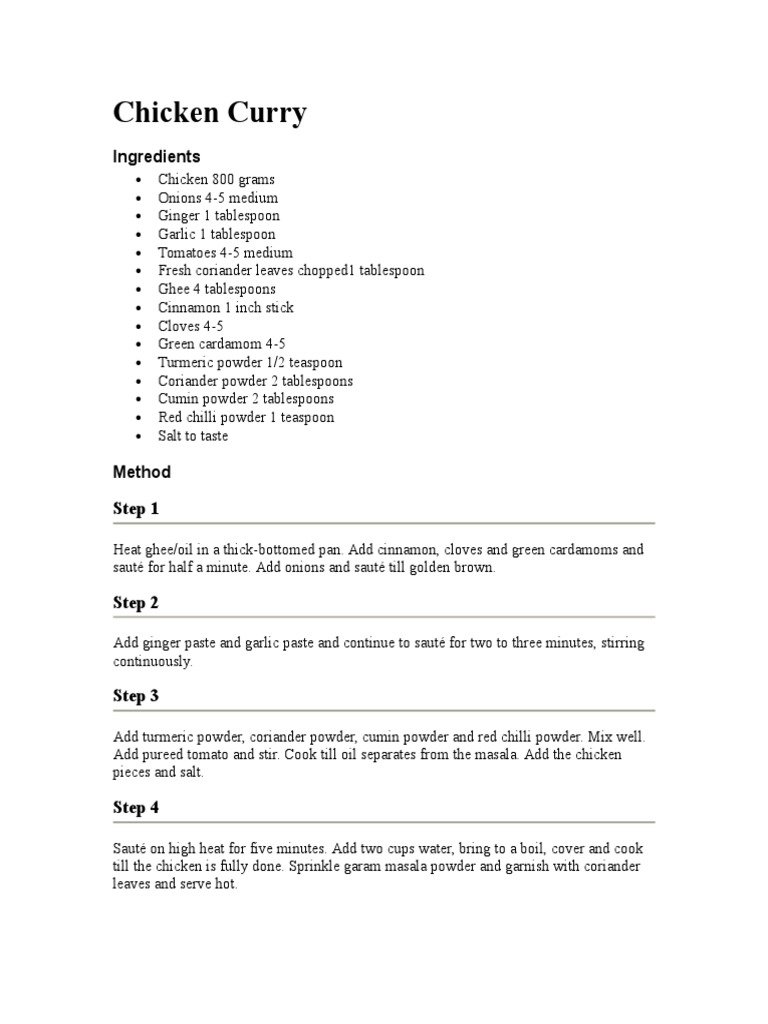 Chicken Curry Pdf