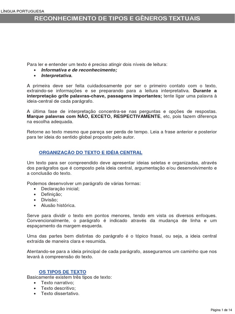 Reconhecimento de gêneros textuais | PDF
