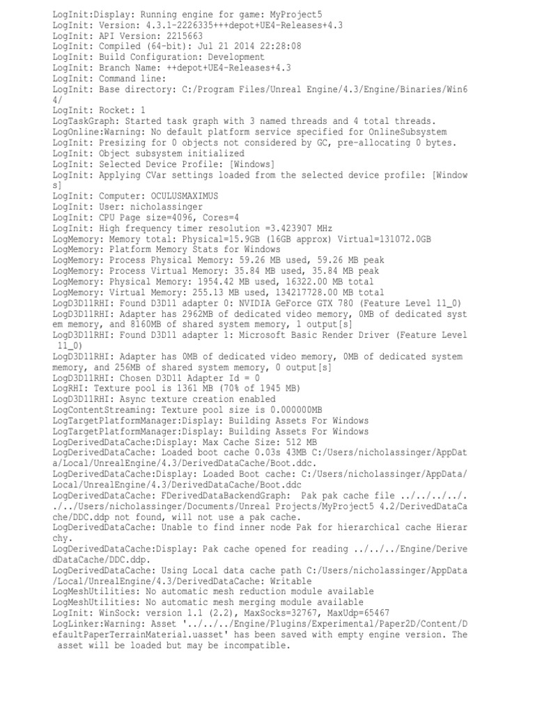 MyProject5 Engine Initialization Log | PDF | Computer Architecture ...