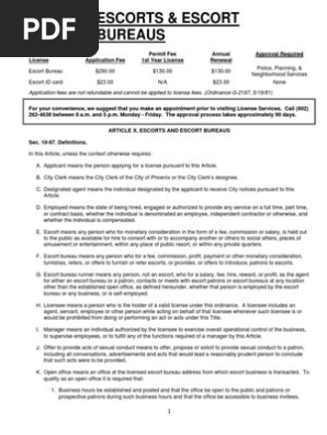 City of Phoenix Escort and Escort Bureau Municipal Code