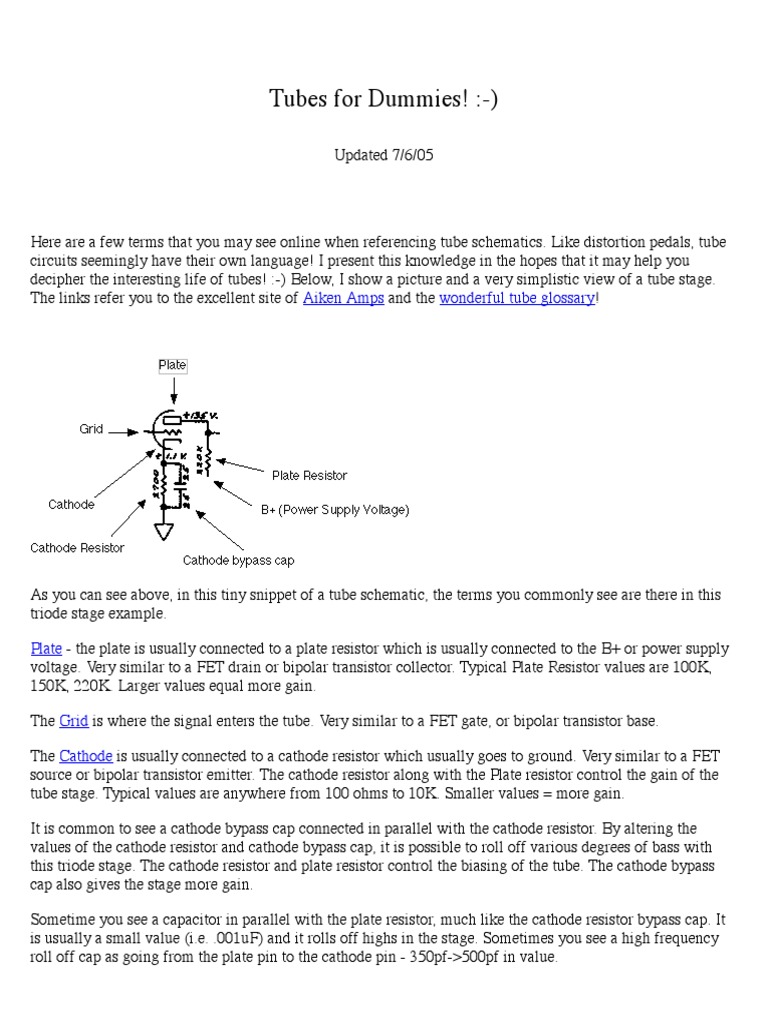 Tube Terminology for Dummies Vacuum Tube Amplifier