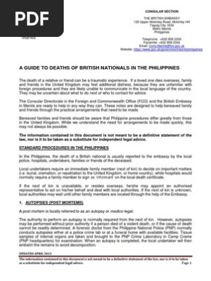 Death in the Philippines Info Sheet APRIL 2013