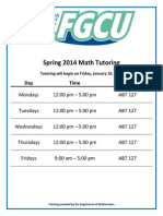 Spring 2014 Math Tutoring: Day Time Location