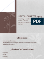 UNIT 6: CHAPTER 13-14: Creating A Customized, Persuasive Cover Letters Final Tips For Successful Cover Letters