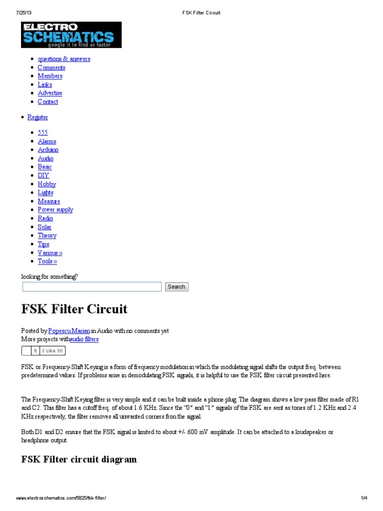 FSK Filter Circuit Diagram | PDF | Technology & Engineering