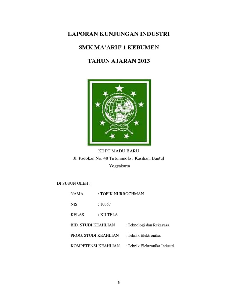 Contoh Laporan Kunjungan Industri