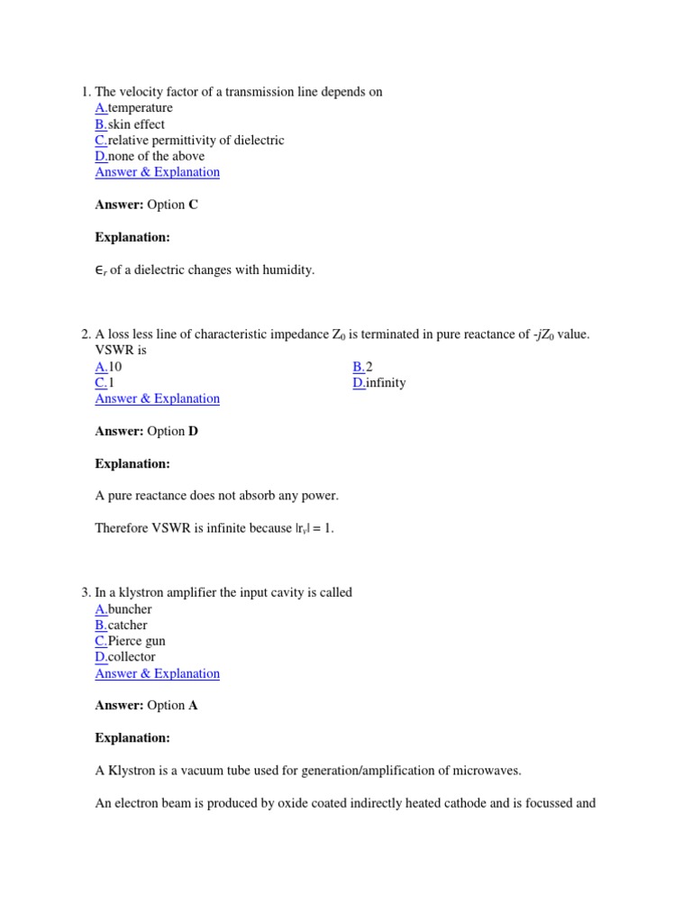 MCQ RF PDF Microwave Amplifier