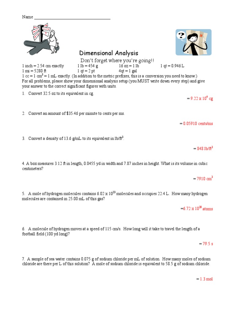 Dimensional Analysis Practice Problems | PDF | Mole (Unit) | Litre