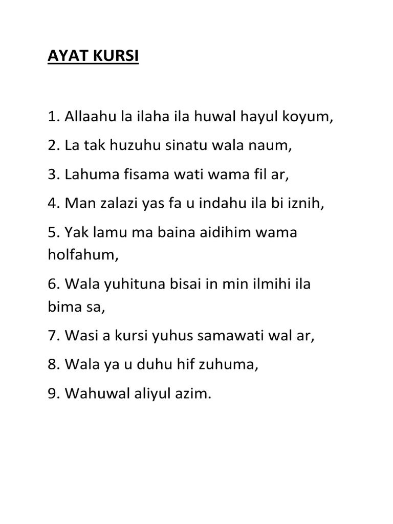 Ayat Kursi Dan Doa Selamat