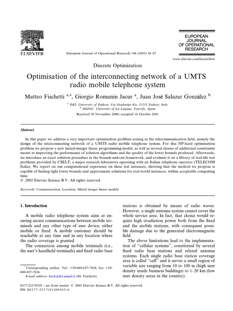 UMTS Network Optimization Techniques | PDF | Linear Programming ...