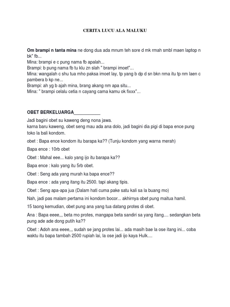Cerita Lucu Ala Maluku Cerita Lucu Ala Maluku