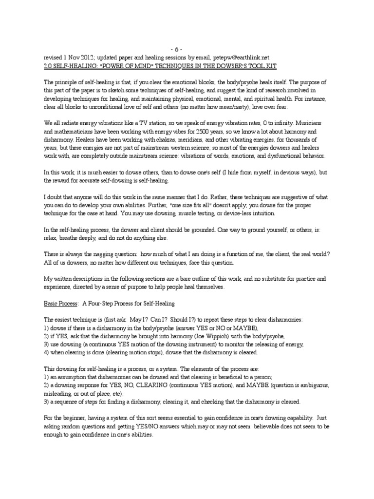 Self Healing Techniques With Dowsing Pdf Dowsing Psychological Trauma