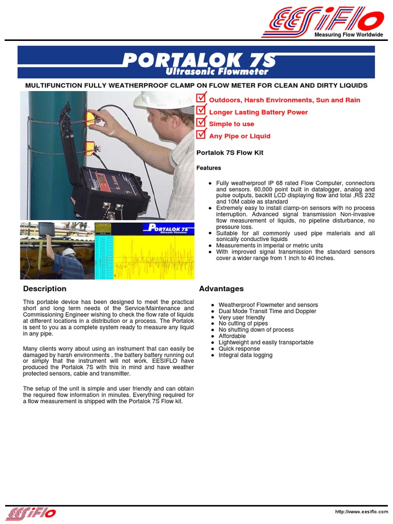 Portalok 7S Ultrasonic Flow Meter Guide | PDF | Flow Measurement ...