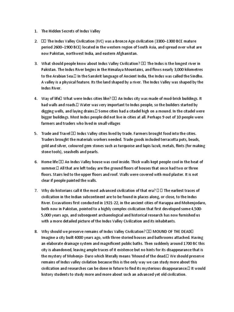 Indus Valley Secrets And Legacy Pdf Indus River Archaeology