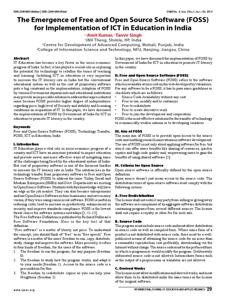 The Emergence of Free and Open Source Software (FOSS) Free Software