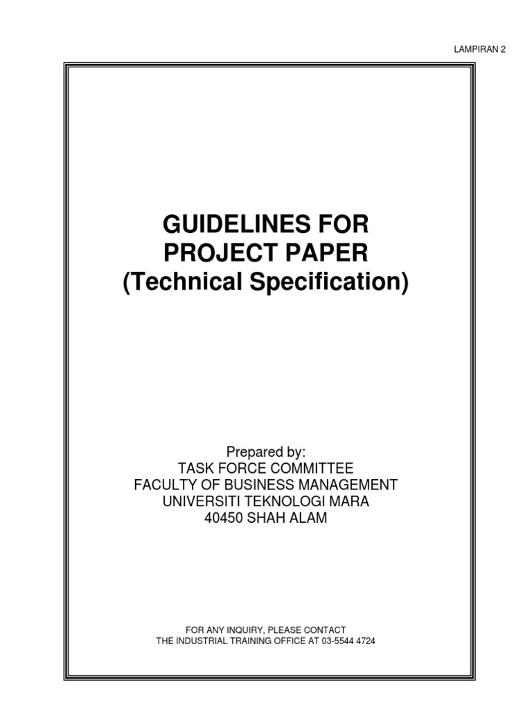 Guidelines For Project Paper (Technical Specification) | PDF