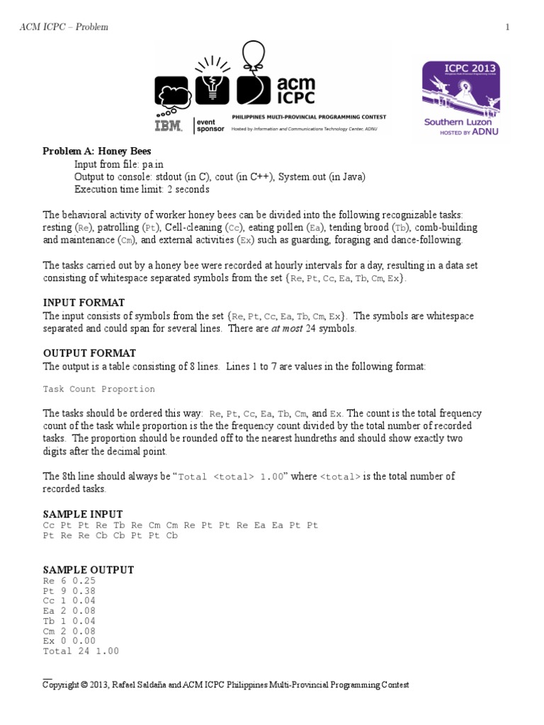 Acm Icpc Bicol13 Problemset Final Pdf Teaching Mathematics Science