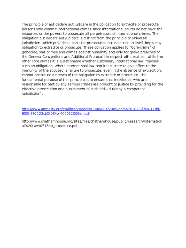Extradite or Prosecute: Legal Duty | PDF | Social Science