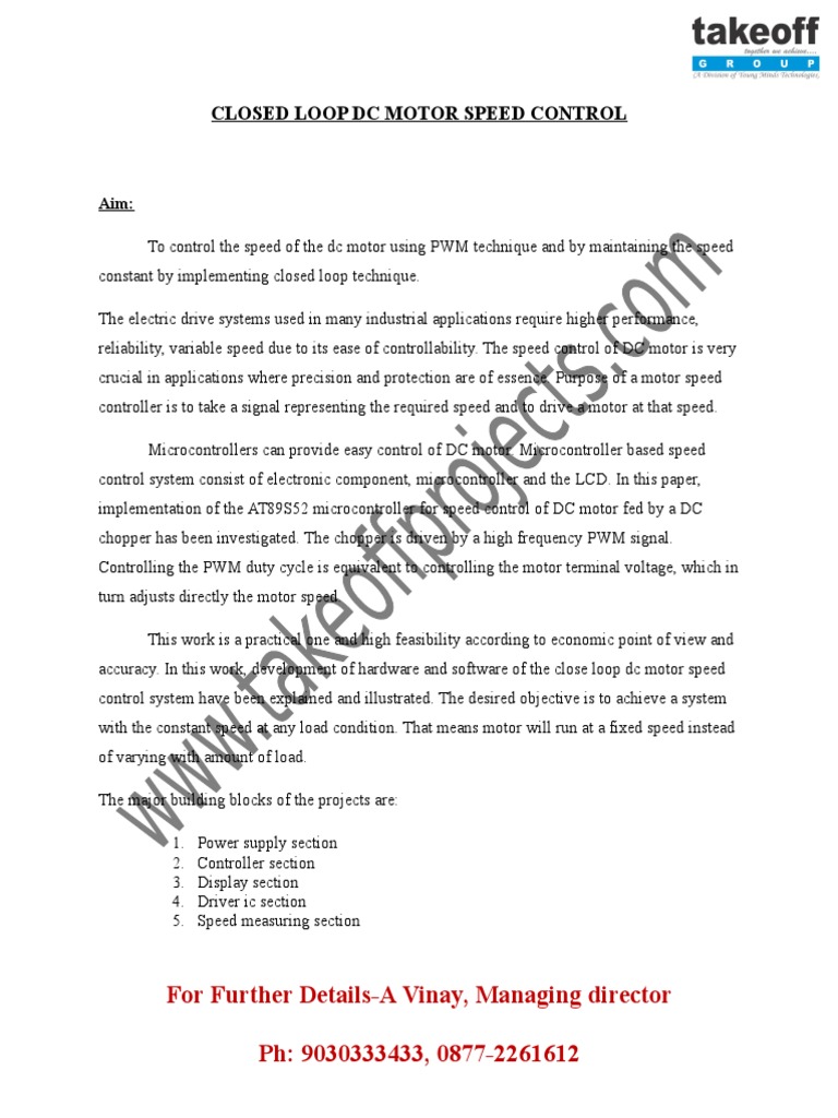 Closed Loop DC Motor Speed Control | PDF | Direct Current ...