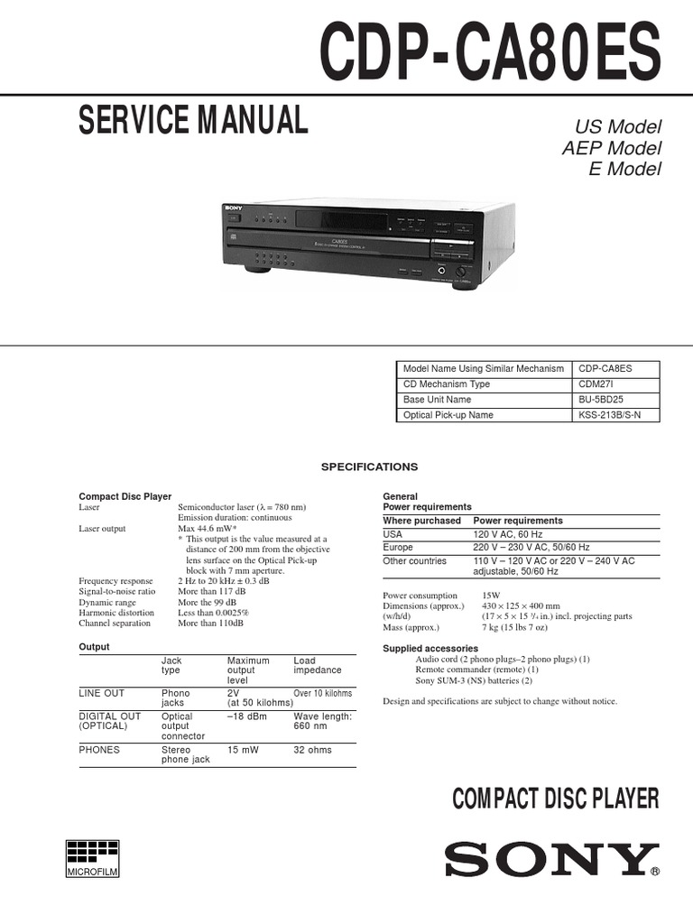 Sony Cdp Ca80es Electrical Engineering Electromagnetism