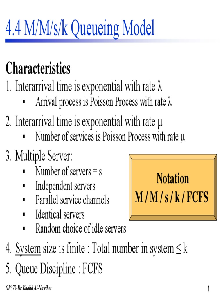 M/M/s/k Queueing Model Overview | PDF | Systems Science | Mathematical ...